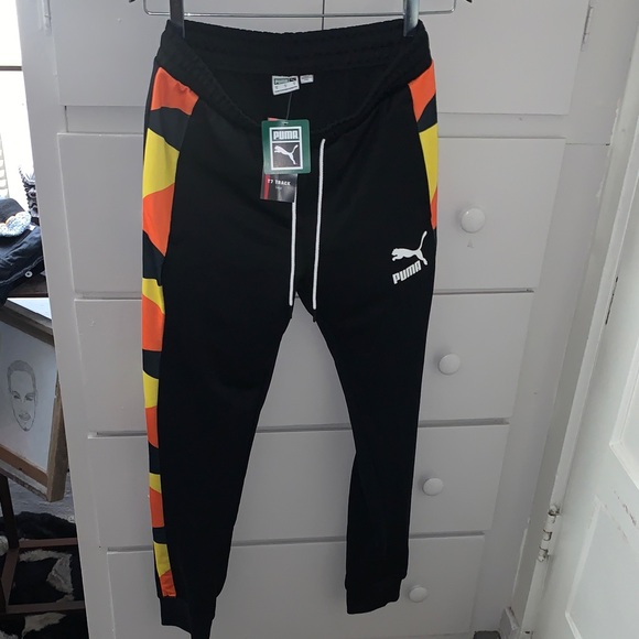Puma Other - PUMA Black Joggers with Orange and Yellow Accents